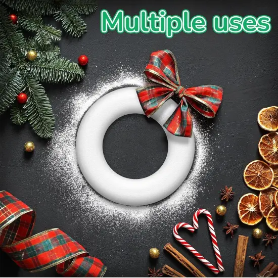 36 Pcs Foam Wreath Frame Form Small Polystyrene Foam Rings for Crafts Round White Wreath Circles for DIY Wedding Party Holiday Anniversary Door Home Flower Art Supplies(4 x 1 Inch) {3}