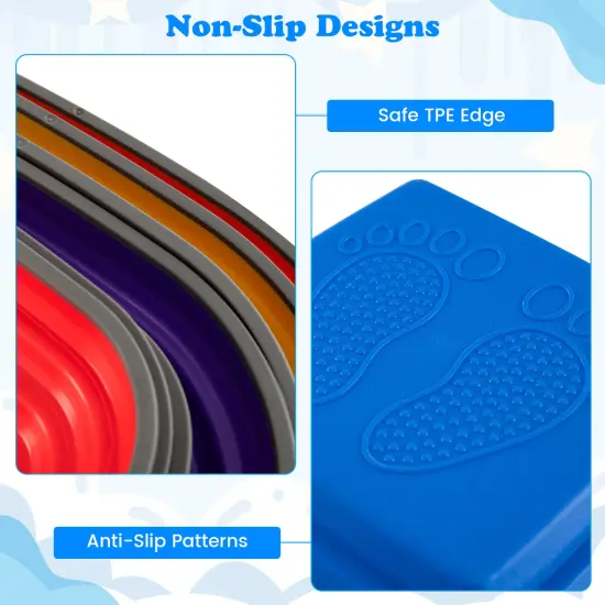 11-Piece Kids Stepping Stone Set for Balance and Coordination with Non-Slip TPE Edging {5}