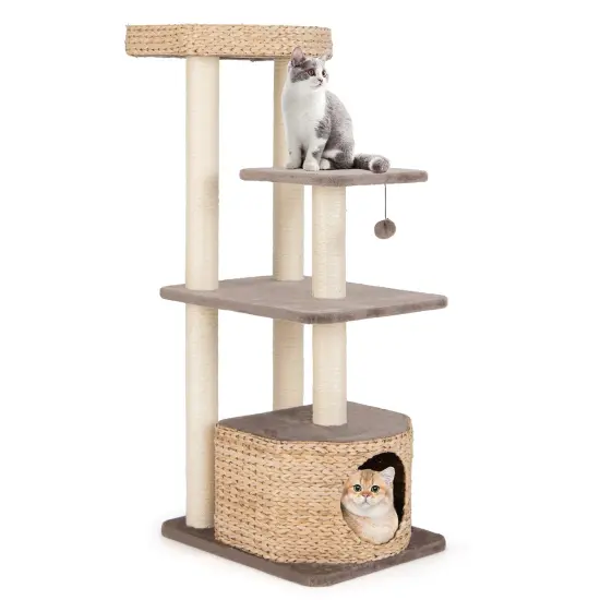 4-Layer Cat Tower with 6 Robust Scratching Post and Soft Padded Washable Cushions {1}