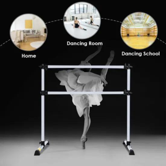 Adjustable Ballet Barre with Portable Design and Anti-Slip Feet Silver {2}