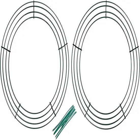 Pack of 2 Wire Wreath Frame (12 Inch) &ndash; Round Metal Wreath Form for Crafts & Floral Decorations on Home Party Celebrations, Dark Green {1}