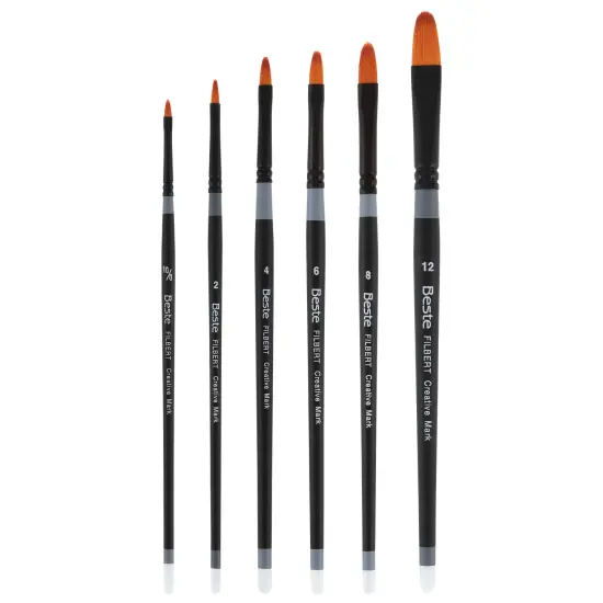 Creative Mark Beste Golden Taklon Filbert, #6x0 Artist Paint Brush, Professional Watercolor Brushes, For Acrylic Painting, Short Handle, Sharp Edges, Hand-Tied & Shaped {4}