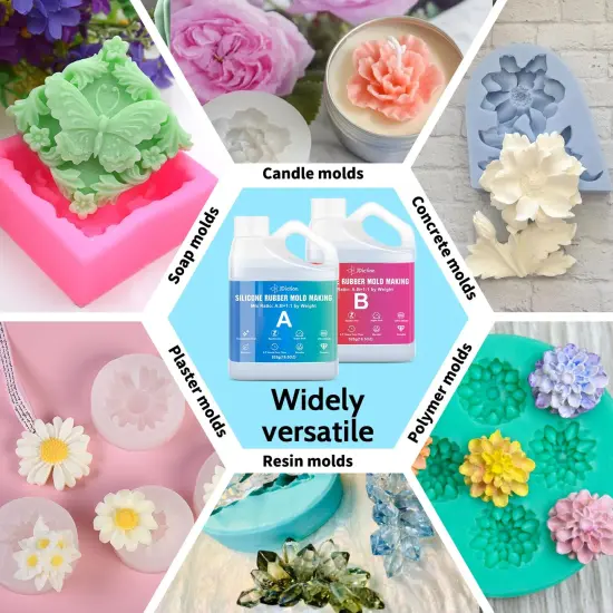 JDiction Silicone Mold Making Kit, Super Elastic Liquid Silicone for Mold Making with Pigment Paste, Fast Cure Flex Silicone Rubber for Casting Resin Molds and Detail Molds {6}