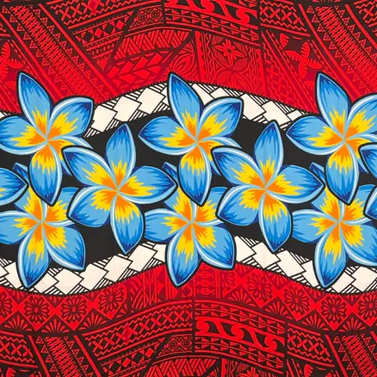 Plumeria Zig Zag Middle Border Polyester Sarong 70" L x 44 1/2" W Red {3}