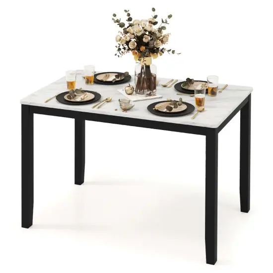 Costway Dining Table 45" Rectangular Mid Century Kitchen Table with Faux Marble Tabletop {1}