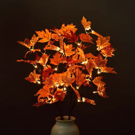 32IN 32LED Lighted Willow Twig Branch, Maple Leaf, Built-in Timer, USB Plug-in and Battery Powered, D&eacute;cor for Home, Festival, Party, Christmas, Night Light {6}