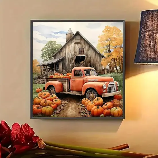 13.8x13.8 Inch - Pumpkin Truck Farmhouse Diamond Painting Kits for Adults {3}