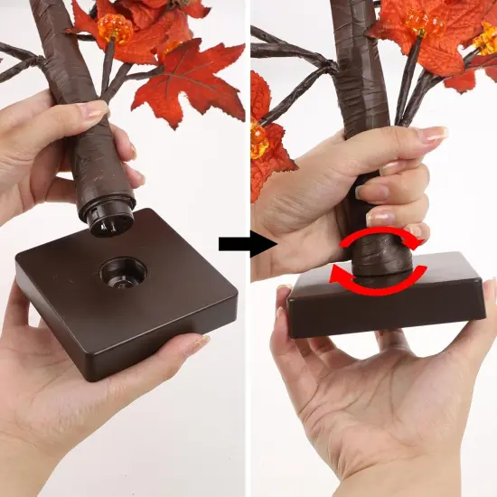 2 Pcs Thanksgiving Fall Artificial Maple Tree with 24 LED Lights and Timer {3}