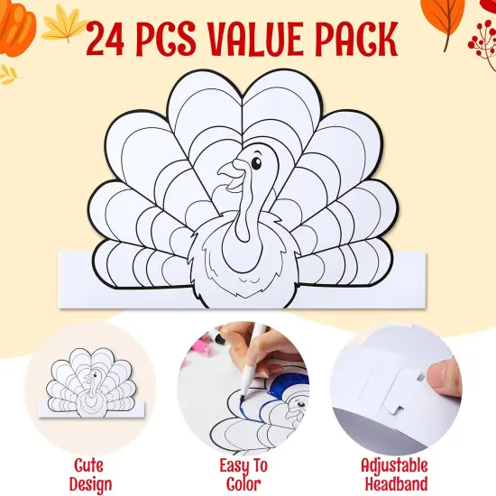 24 Pcs Thanksgiving Coloring Headbands {5}