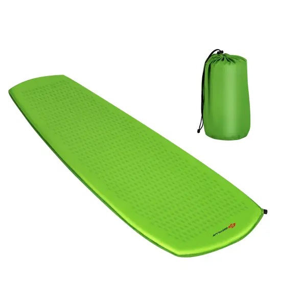 Goplus Inflatable Sleeping Pad, Self Inflating Camping Mattress w/Carrying Bag Green\Blue {1}