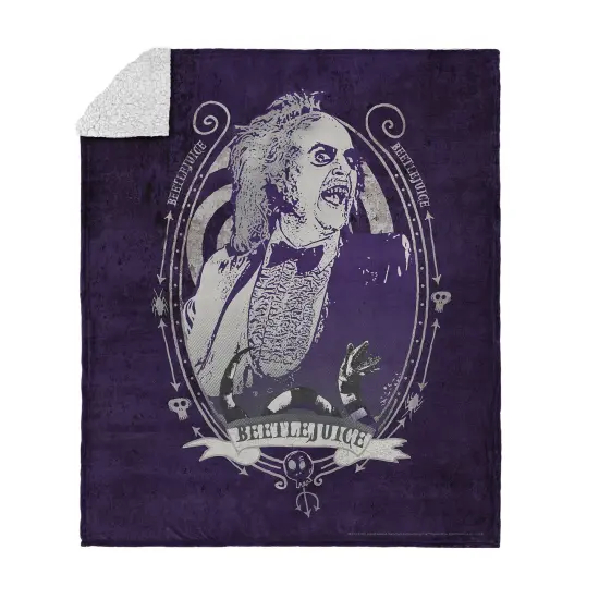 Warner Brothers Beetlejuice Silk Touch Sherpa Throw Blanket No Rules {12}