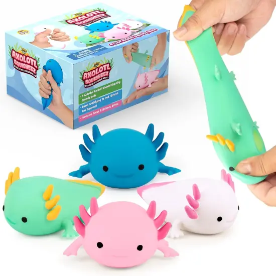 4 Pack Mini Squishy Animal Toy - Axolotl {1}