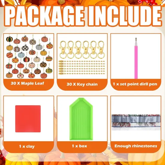 30 Pcs Halloween Diamond Art Keychains Painting Kits Double Sided {5}