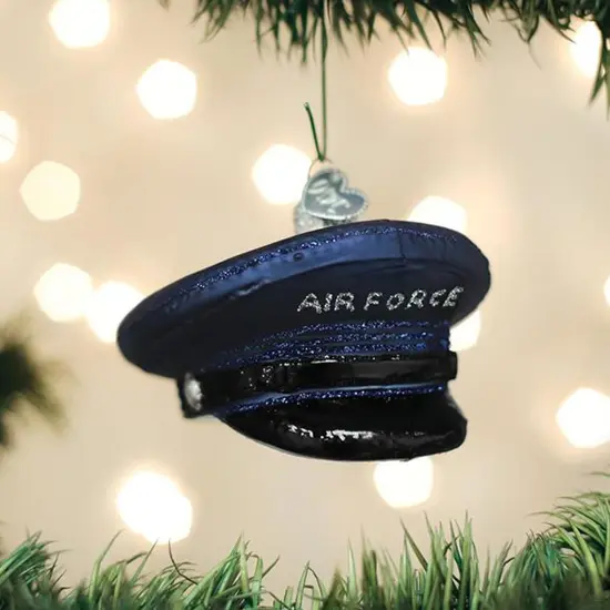 Old World Christmas 2.0 Inch Air Force Cap Christmas Tree Ornament , Aerial Space Warfare Blue {3}