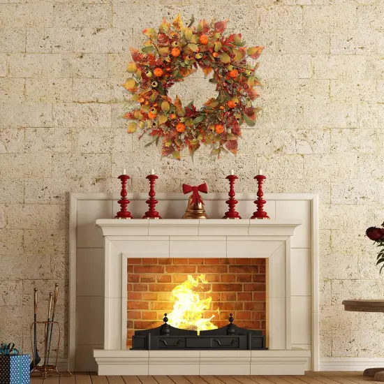 22 inch Artificial Fall Wreaths for Front Door {4}