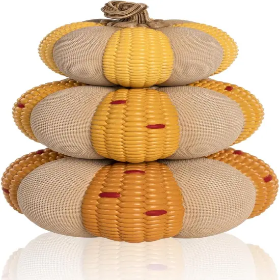 Set of 3 Decorative Stackable Pumpkins, Fall Harvest Thanksgiving Pumpkin Decorating {1}