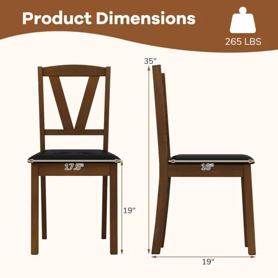 Costway Dining Chairs Set of 2/4 PU Leather Dining Room Chairs with Hollowed Backrests {3}