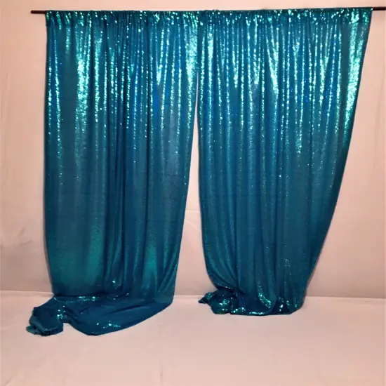 1 Yard Sparkling Sequin Backdrop Fabric Polyester Decorative Drapery 4 ft. W X 8 ft. H Royal {3}