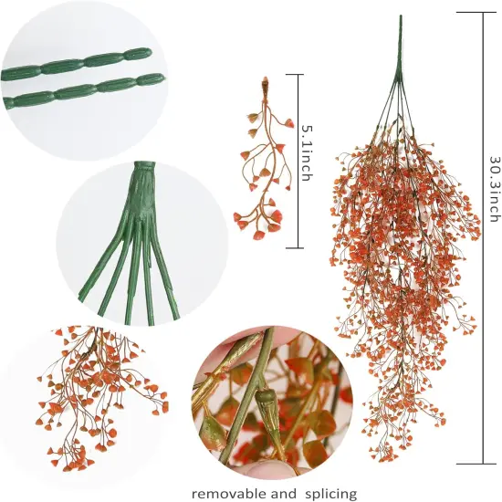 4 Pcs Artificial Hanging Plants Fall Decor Faux Hanging Plants Artificial Plants UV Resistant {4}