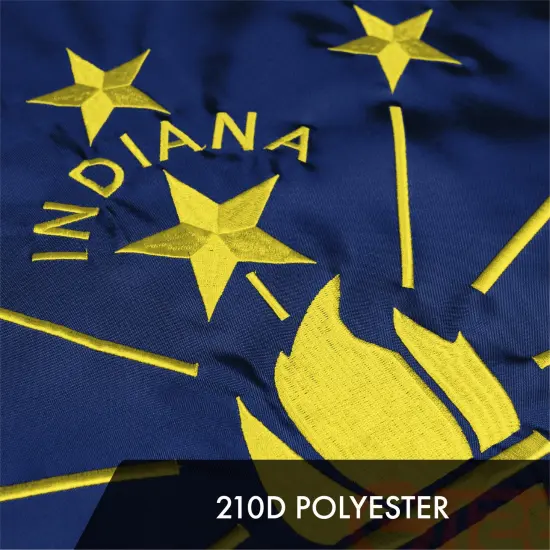 G128 3 Pack: Indiana IN State Flag | 2x3 Ft | ToughWeave Series Embroidered 300D Polyester | Embroidered Design, Indoor/Outdoor, Brass Grommets {4}