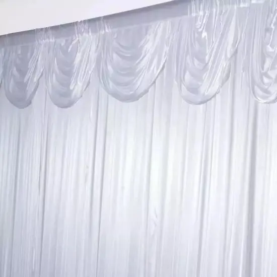 20 ft x 10 ft WHITE Satin Valance BACKDROP Wedding Party Photo Booth Decorations {3}