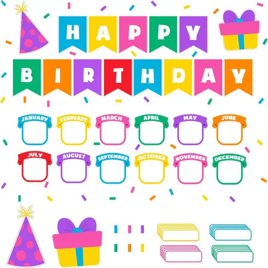 89 Pcs Cutouts Birthday Bulletin Board Set {1}
