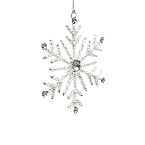 Snowflake Shiny Ornament - White - 5" x 0.25" x 5" {2}