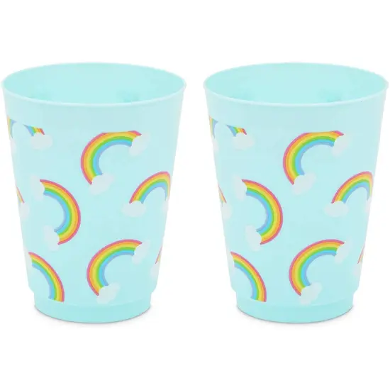 Blue Plastic Tumbler Cups, Pastel Rainbow Party Supplies (16 oz, 16 Pack) {5}