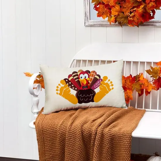 Thanksgiving Turkey Throw Pillow Covers 12x20 Inch for Outside {2}