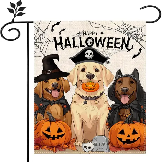 Halloween Dog Garden Burlap Yard Flag 12x18 {5}