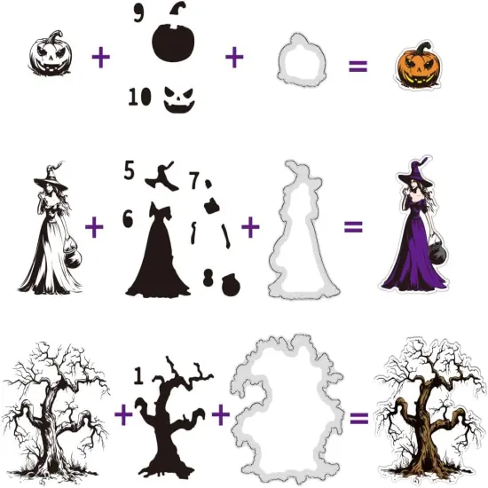 3PCS Halloween Stamps and Dies Set Layered Stencil(Halloween Themed) {3}