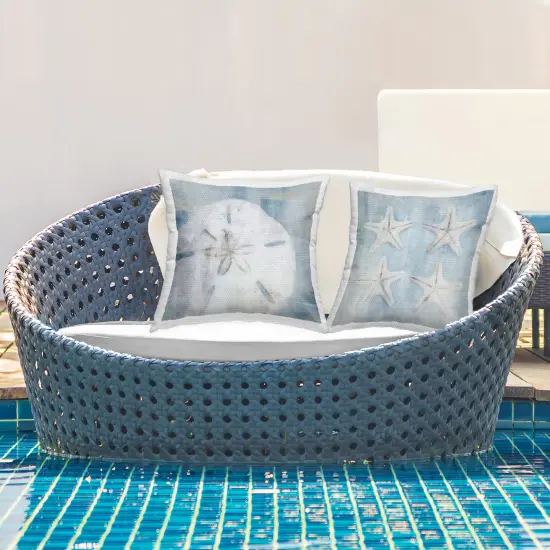 Stupell Industries Muted Blue Beach Starfish 2pc Outdoor Pillow Set, 18 x 7 x 18 {2}