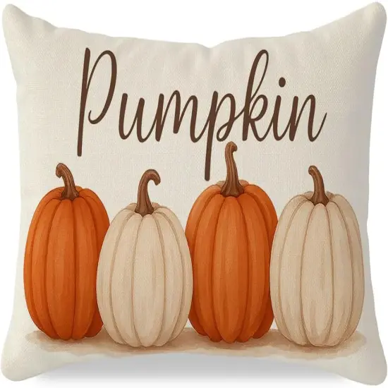 Harvest Orange Pumpkin Lumbar Decorative Cushion Case {1}