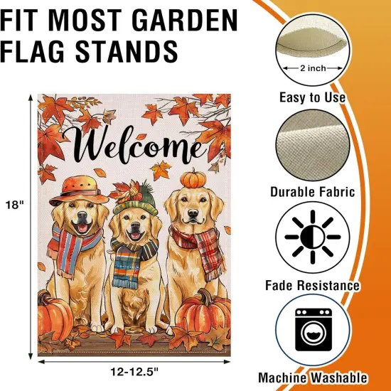 Welcome Fall Golden Retriever Dog Yard Flag(Fall Dogs) {4}