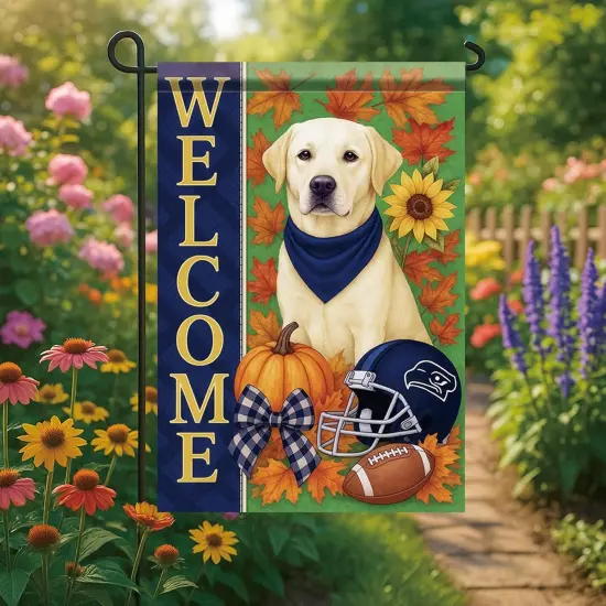 Thanksgiving Fall Garden Yard Banner Labrador Retriever Dog Flag 12x18 Inch {2}
