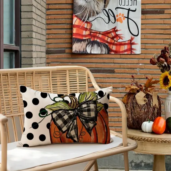 Polka Dot Pumpkin Decorative Pillows Thanksgiving Outdoor Autumn Throw Pillows Decoration {3}