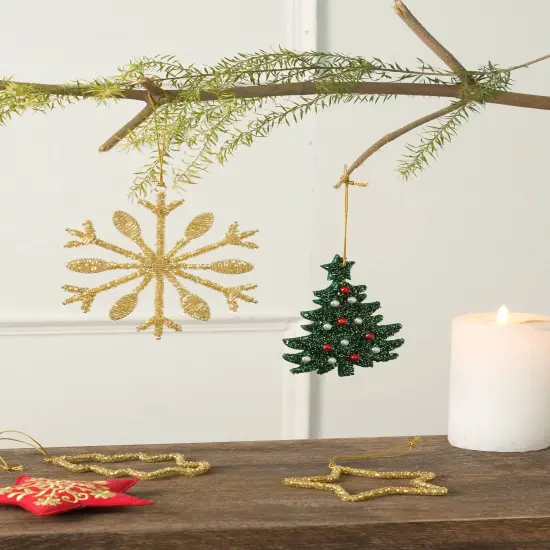 Multi Beaded Lac Tree Hanging Ornament - Multi - 4" x 0.25" x 5" {5}