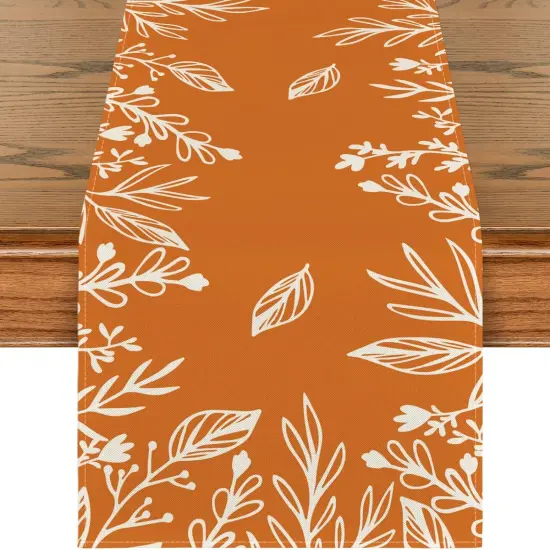 Orange Floral Fall Table Runner {1}