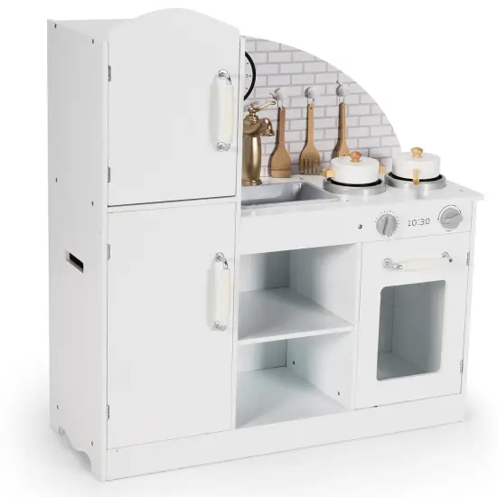 Costway Kids Kitchen Playset Pretend Play Cooking Set w/Vivid Faucet & Telephone {1}