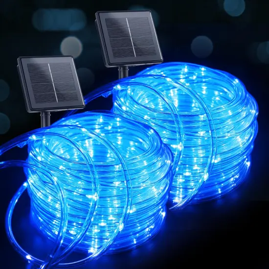 Brightown Solar Christmas Lights Outdoor Waterproof, 2 Pack Total 78FT 200 LED Solar Rope Lights with 8 Modes, Christmas Outdoor Decoration, Solar String Lights for Outside House Tree Halloween, Blue {1}
