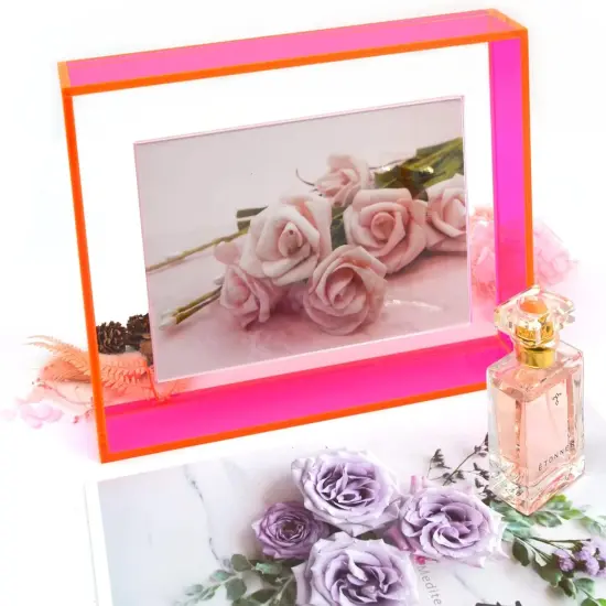 8.5 x 11 Acrylic Picture Frame Neon Floating Photo Frame of Wall Mount Desk Tabletop for Certificate Diploma Document Award Degree, Neon Pink {5}