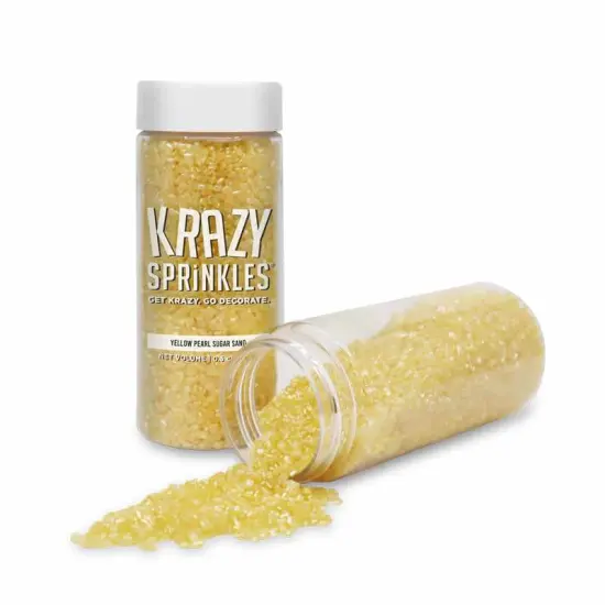 Krazy Sprinkles - Yellow Pearl Sugar Sand (1/2 Cup, 1x Jar) for Cakes, Ice Cream & Cookies {2}