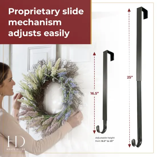 Haute Decor Adjustable Length Wreath Hanger - 20 Lb. Capacity Nickel {4}