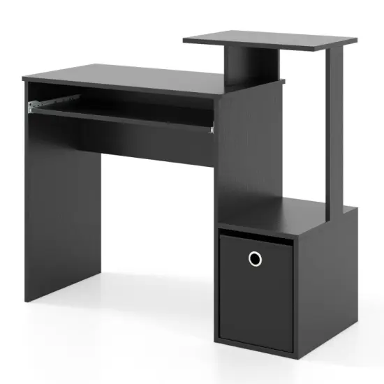 Space-saving Computer Desk with Pull-out Keyboard Tray Black {8}