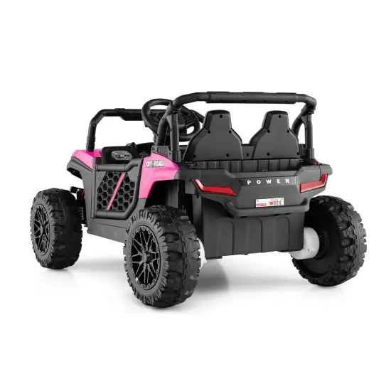 Red 12V Ride-On Truck Off-Road UTV for Kids with Parental Remote & LED Lights Pink {4}