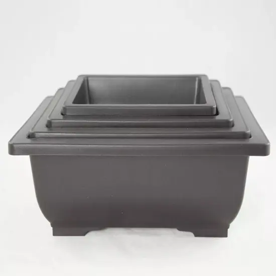 4 Mix 6.25"-10" Rectangular Plastic Bonsai, Cactus / Succulent Pot - Dark Brown {4}