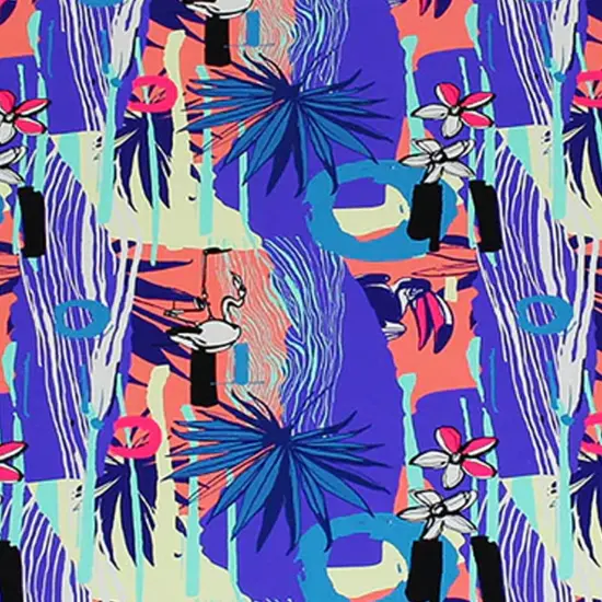 Miami Vice Flamingos Printed Spandex Fabric {5}