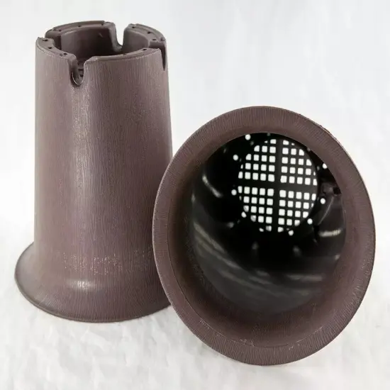 2 Round Cascade Plastic Bonsai, Succulent & Orchid Planter 5.25"x 5.25"x 5.75" {3}