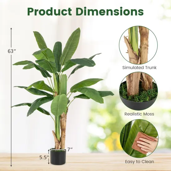 5.3 Feet Tall Bird of Paradise Artificial Plant Faux Banana Leaf Tree {4}