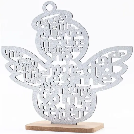 12pcs Wood Religious Centerpiece Cross Guardian Angel Baby Wings Silver {1}